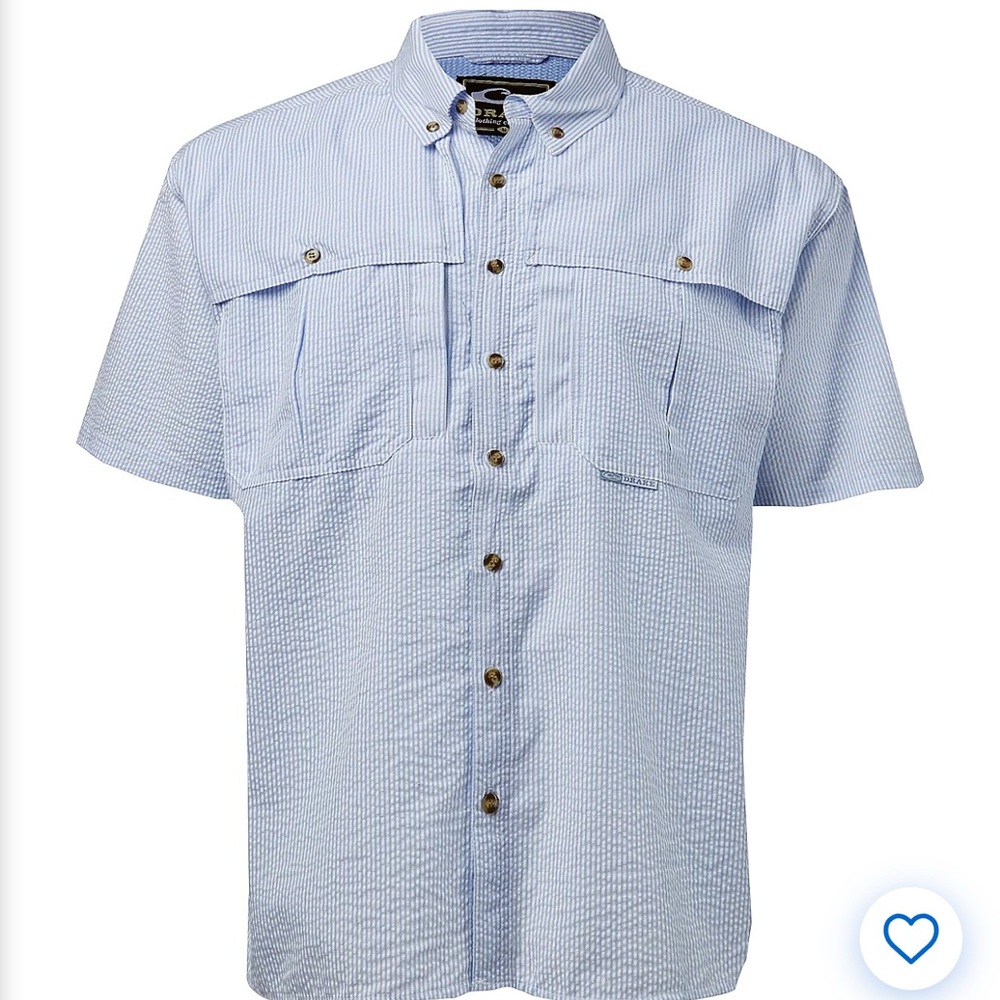 NWT Drake Waterfowl Men’s Seersucker Wingshooter Button-Down Shirt Size Medium